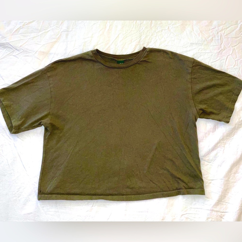 Army Green Babydoll Cotton Tshirt Cropped